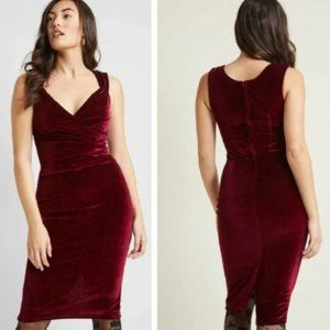 Rock Steady Modcloth Burgundy Velvet Bodycon Dress